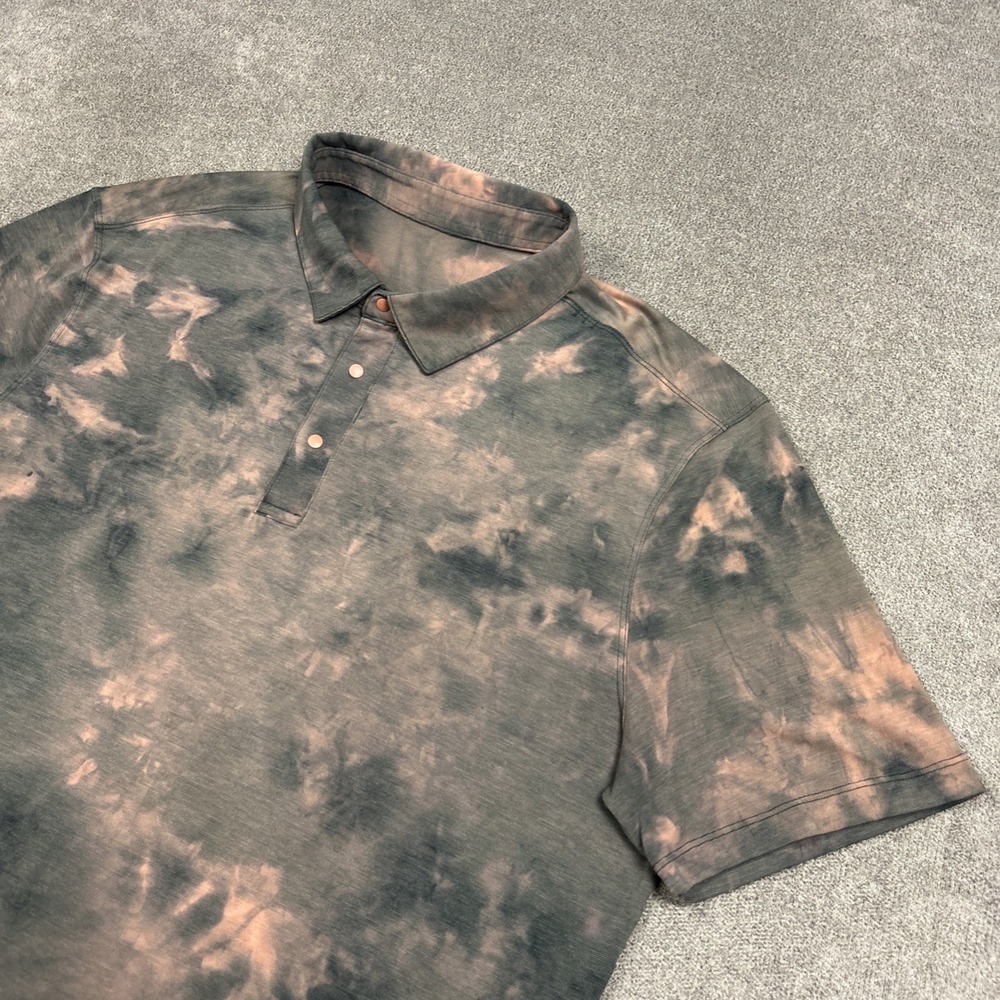 Lululemon Polo Shirt Mens Large Snap Tie Dye Performance Lightweight Golf Gym